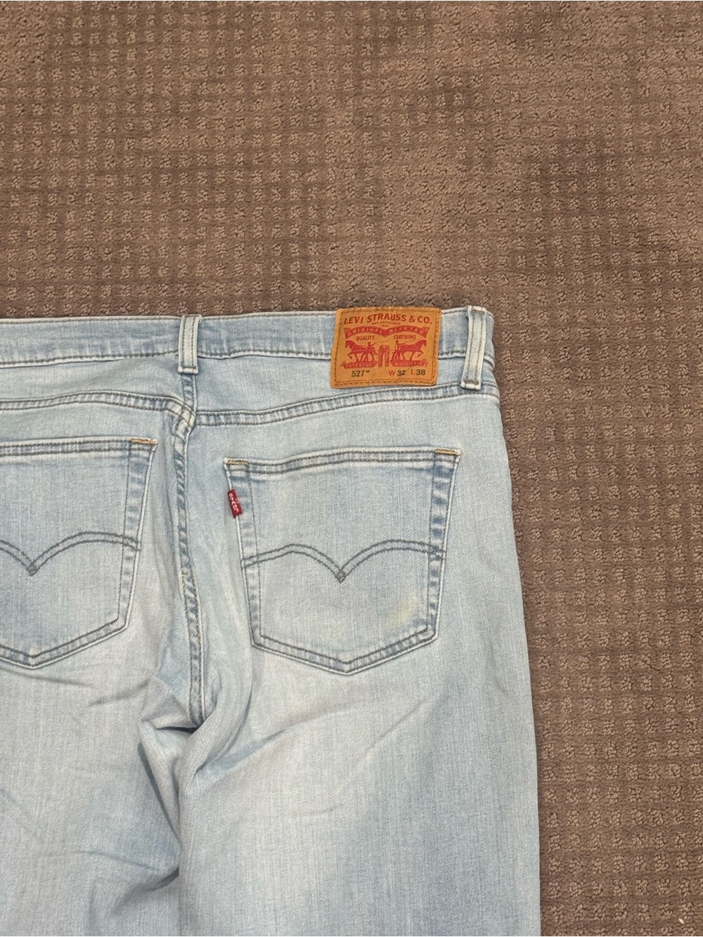 Levis 527 Slim Bootcut Light Wash Jeans Mens 32x38 Tall Light Blue - Picture 7 of 10